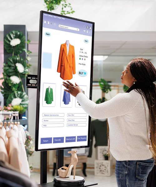 A doctor using a modern tablet interface for patient data.